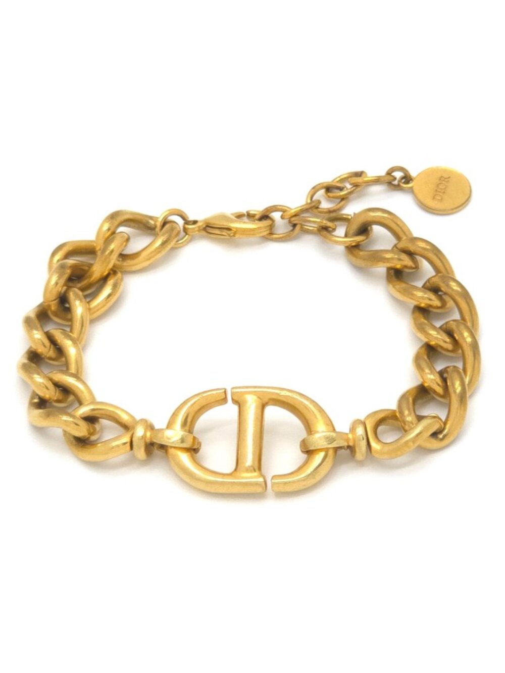 Dior CD Navy Bracelet Gold Tone Metal 22.5